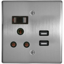 SOCKET SILVER 4x4 16A + USB